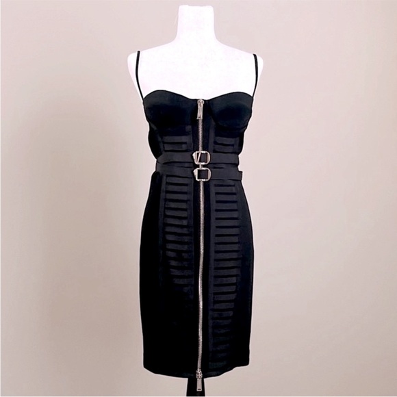 NWOT - DSQUARED2 ≈ $1600 Bustier Dress - Black Grosgrain Gold Hardware - 42 IT